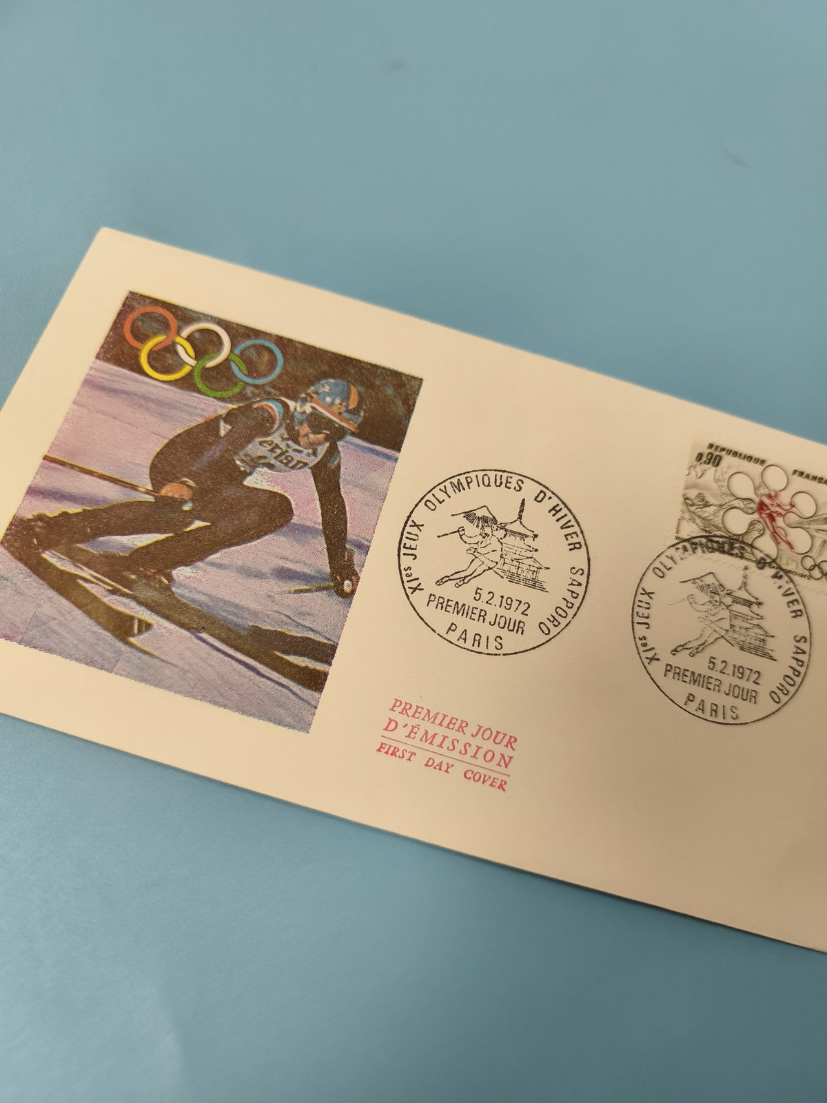 Enveloppe FDC Jeux Olympiques Hiver 1972 Sapporo timbre ski premier jour