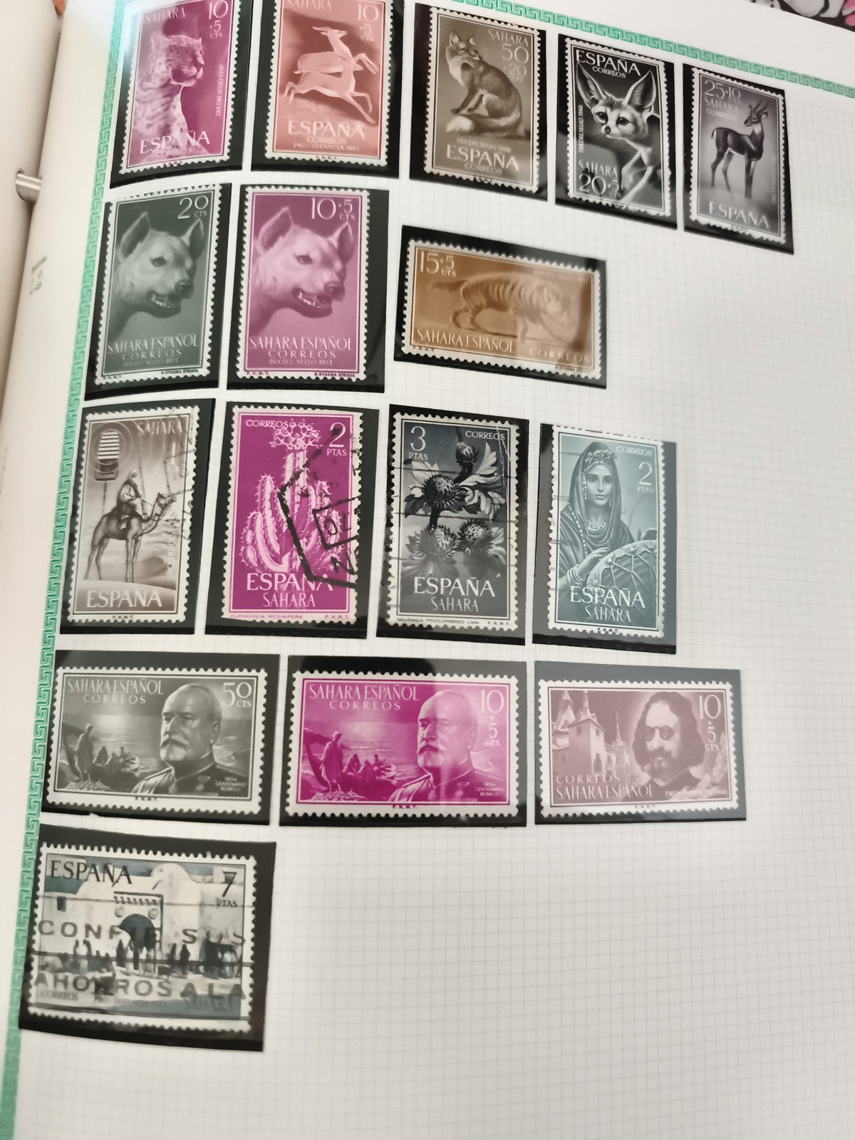 Timbres Espagne Sahara animaux portraits thématiques lot philatélie