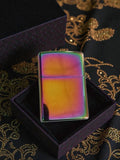 Briquet type Zippo finition arc-en-ciel chromé rainbow oil lighter