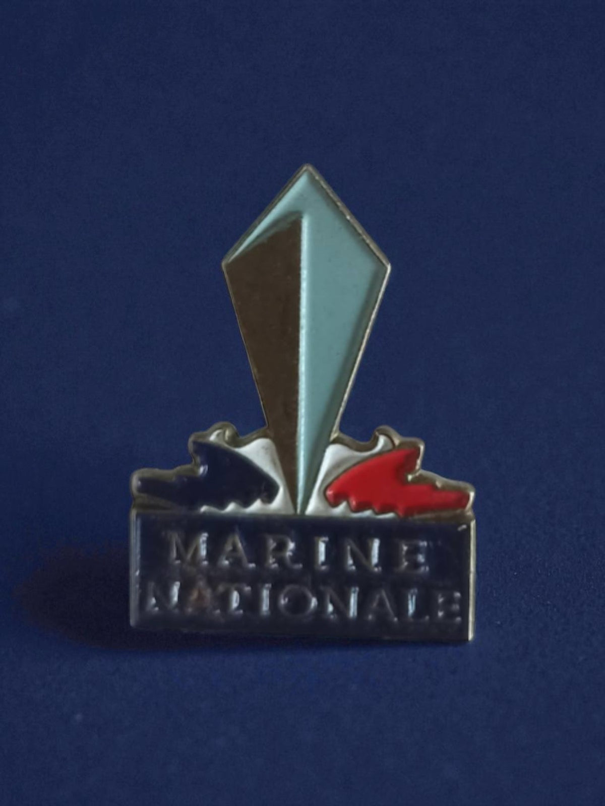 Vintage French Navy pin badge tricolor blue white red