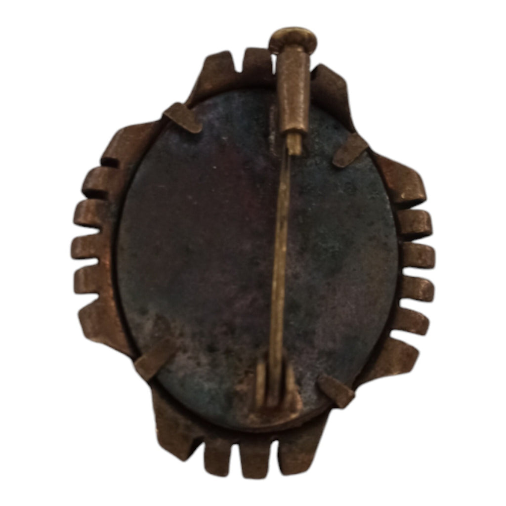 Broche ancienne vintage en nacre, trèfle à quatre feuilles, monture bronze