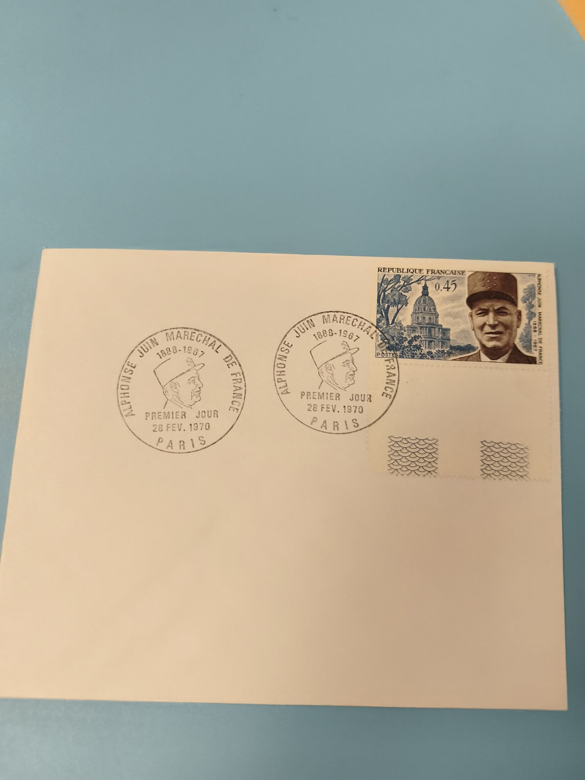Ancienne enveloppe philatélie FDC 1970 Alphonse Juin timbre France collection