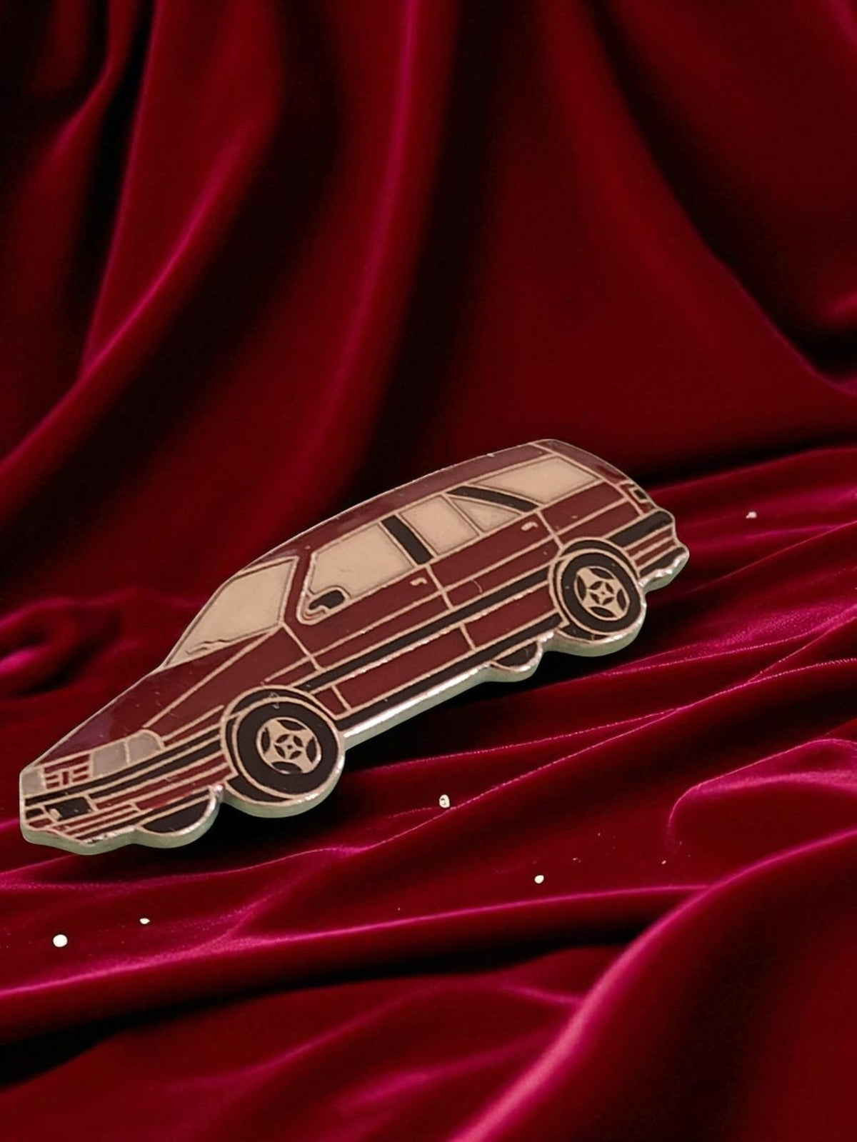 Vintage-Werbe-Pin, Kombi, limitierte Auflage, bordeauxrot