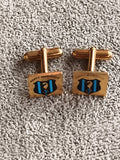 Boutons de manchette anciens ASPTT Marseille doré blason vintage accessoire chem
