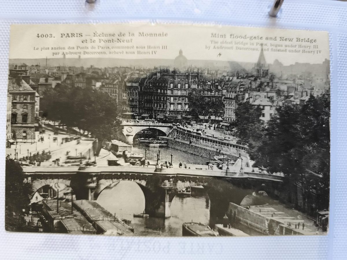 CPA Paris Écluse de la Monnaie Pont-Neuf phototypie noir et blanc paysage