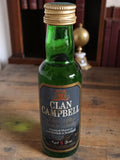 Mini-bouteille whisky Clan Campbell 5 ans vintage, mignonette ancienne écossaise