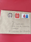 Enveloppe affranchie timbres Allemagne, cachets visibles, expédiée France
