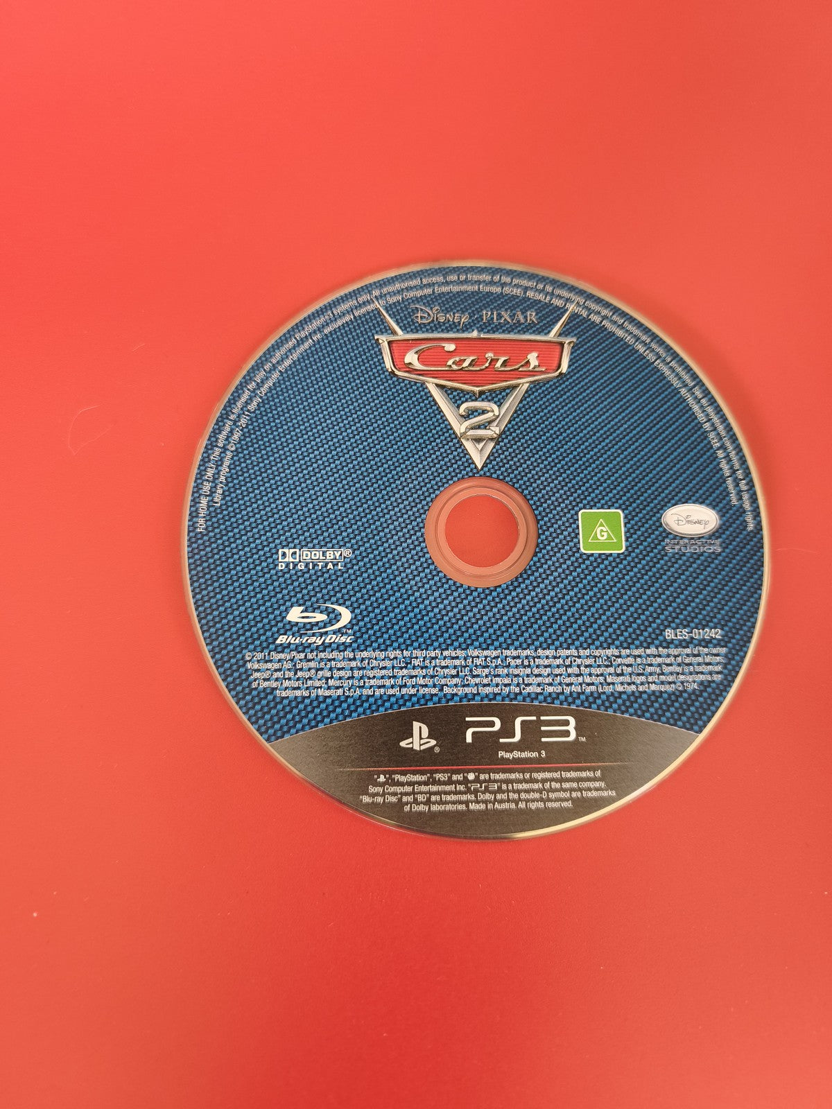 CD jeu PS3 Cars 2 disque seul pour console Sony Playstation 3 original