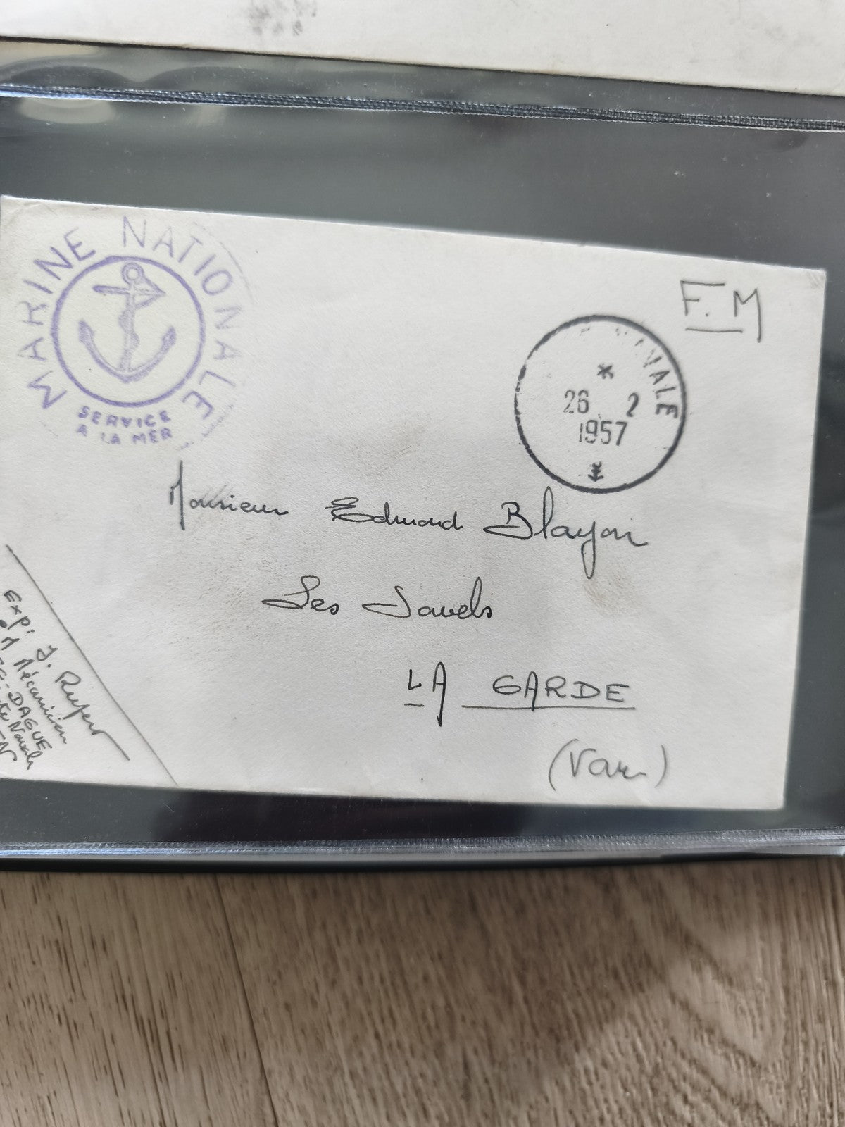 Ancienne enveloppe Marine Nationale 1957 oblitérée philatélie militaire
