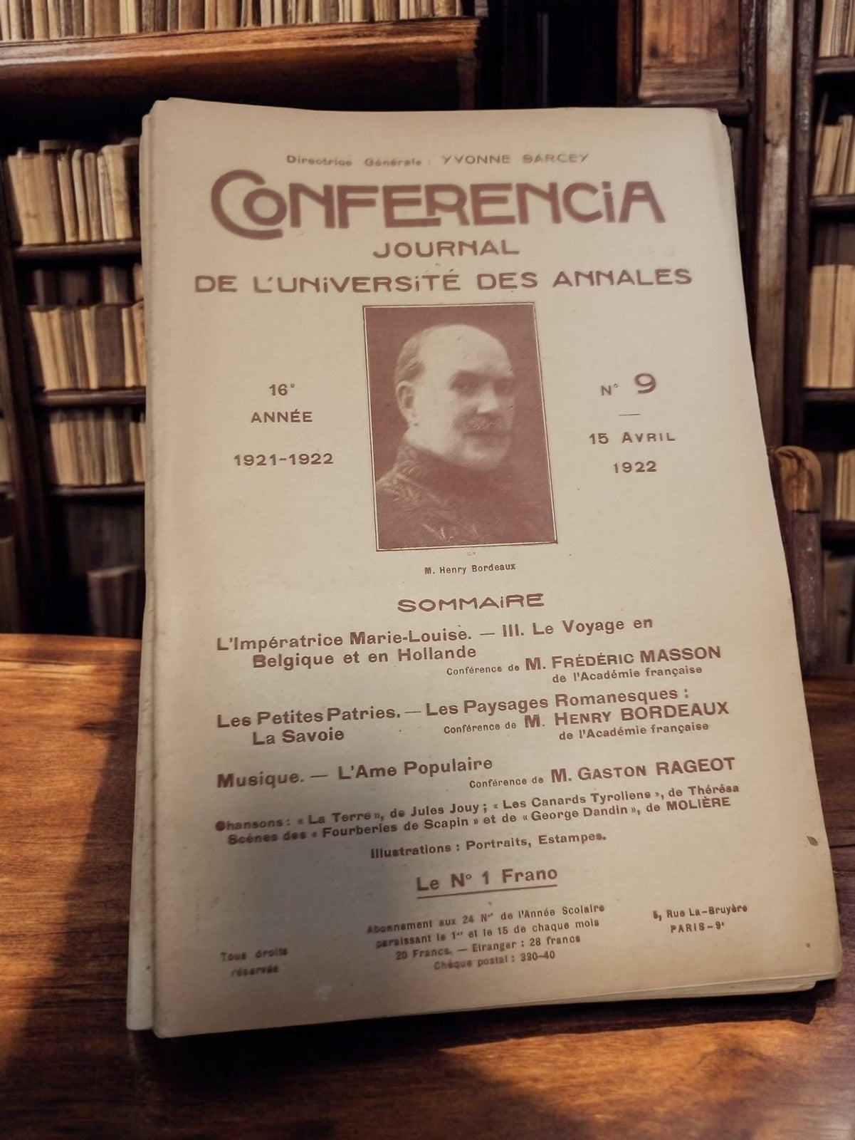 Journal universitaire ancien Conférencia 1922 vintage revue Annales France