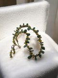 Parure vintage collier boucles d’oreilles pierres naturelles jade ancien vert
