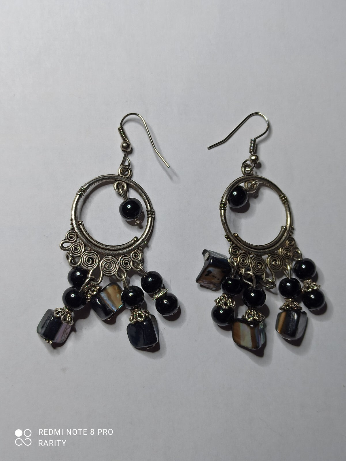 Boucles d’oreilles pendantes vintage obsidienne naturelle style bohème rétro
