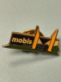 Vintage pin's mobis bâtiment logo jaune vert collection rétro (Ref 5)