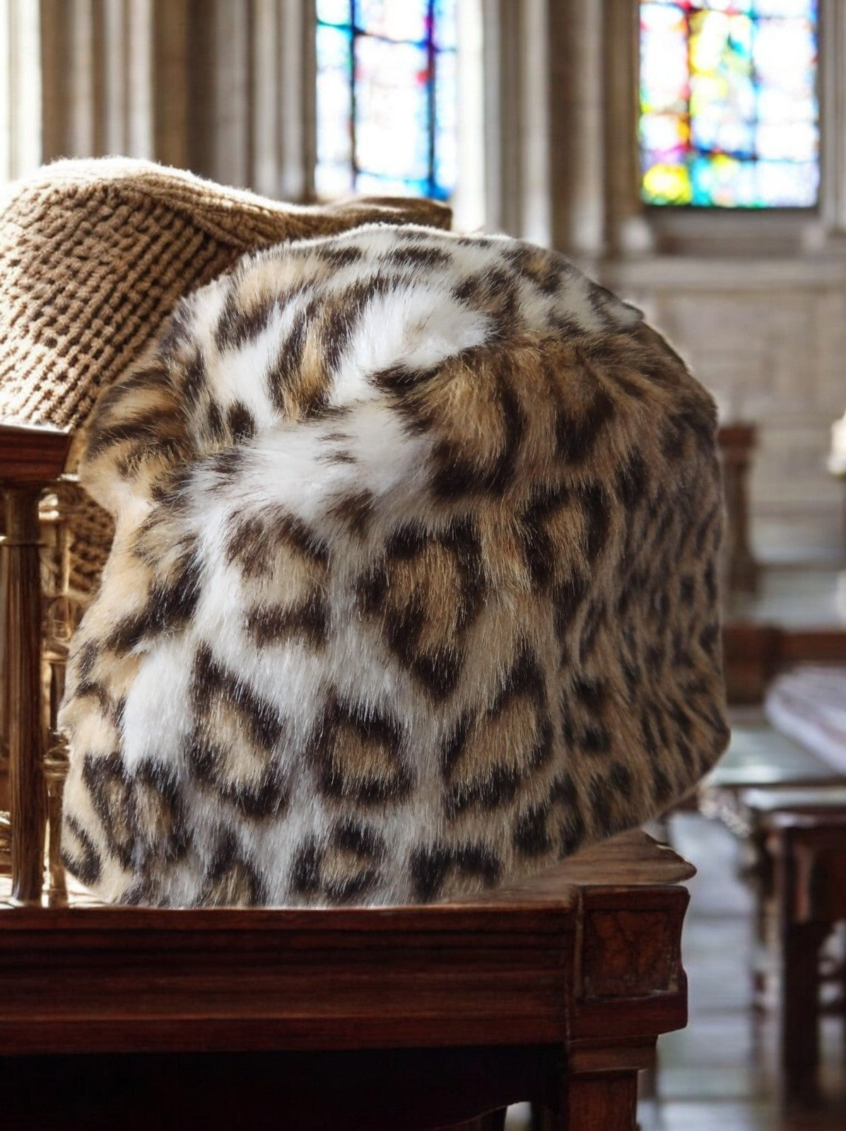 Toque russe fourrure véritable léopard – Chapeau femme élégant hiver