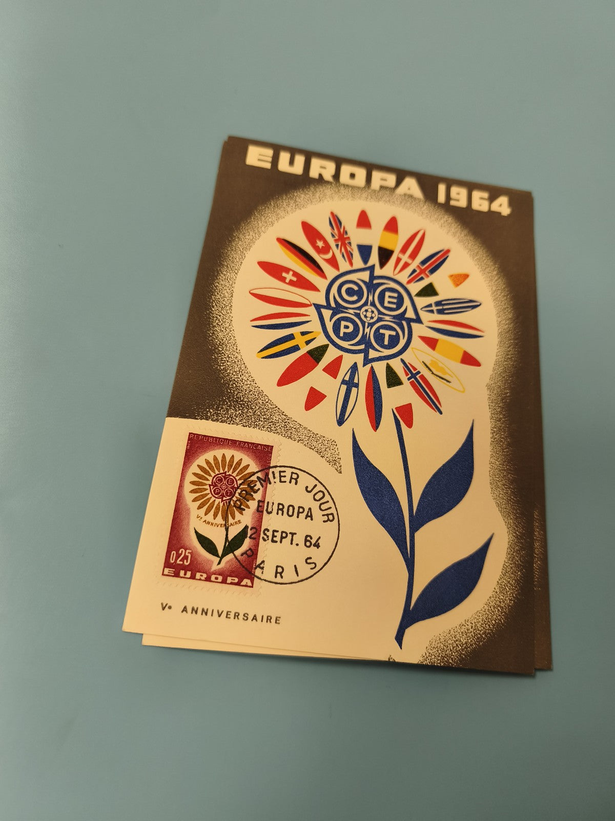 Enveloppe premier jour FDC Europa 1964 CEPT fleur timbre 0,25 Paris (Ref 11)