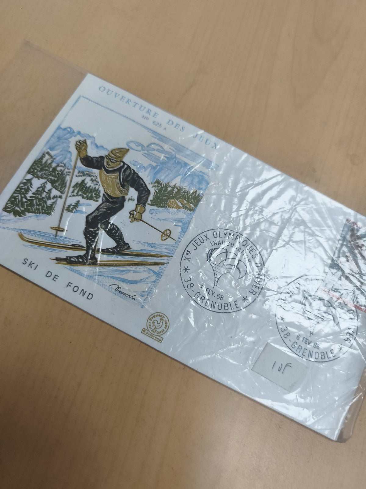 Enveloppe philatélie Jeux Olympiques 1968 Grenoble ski de fond oblitérée