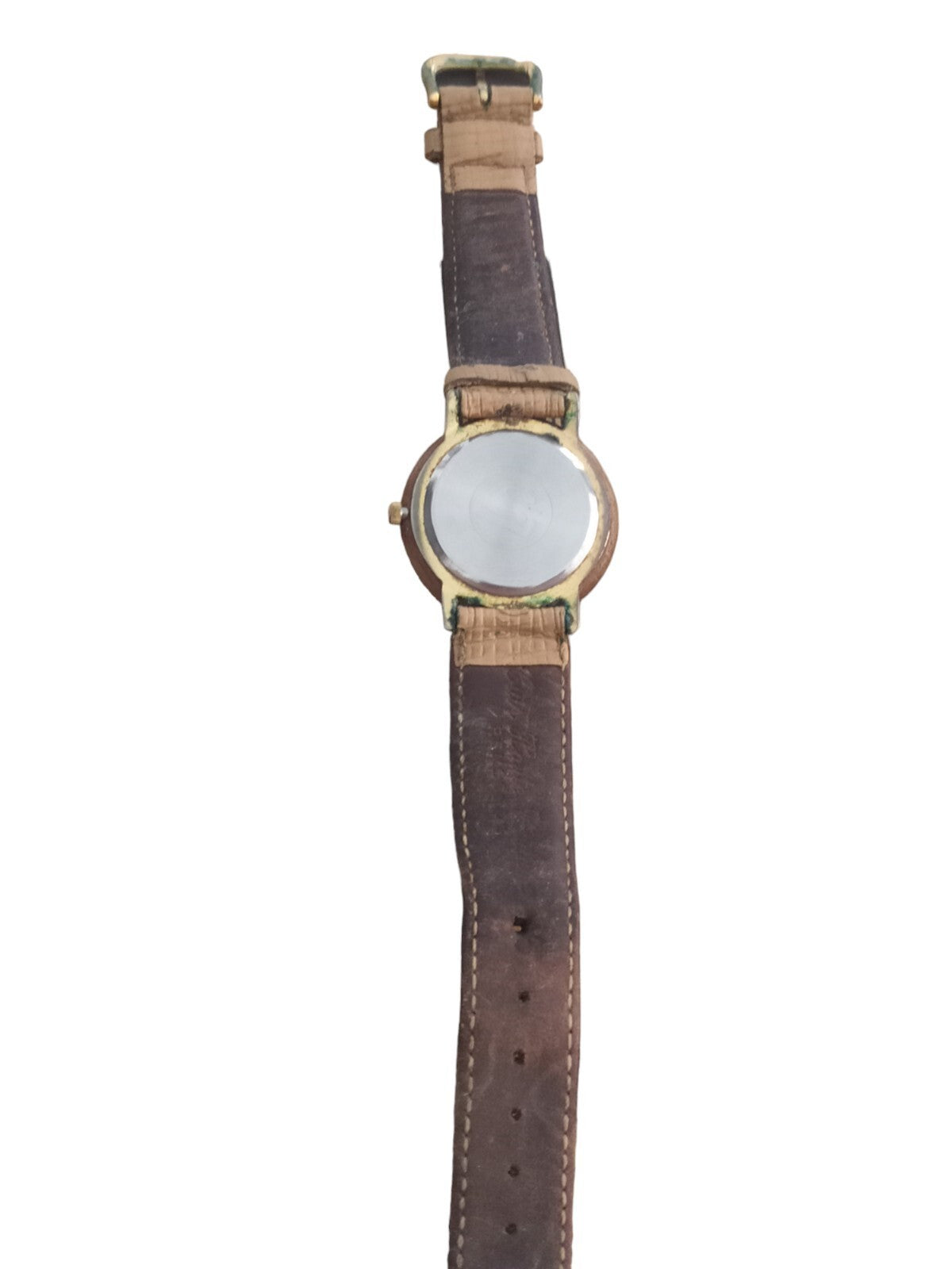 Montre vintage Pierre Rucci quartz, cadran beige, bracelet aspect croco