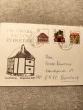 Lettre affranchie DDR Fachwerkbauten 3 timbres architecturaux oblitérés (Ref 9)
