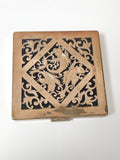 Vintage 1930s engraved gilded metal powder compact retro makeup collector's item