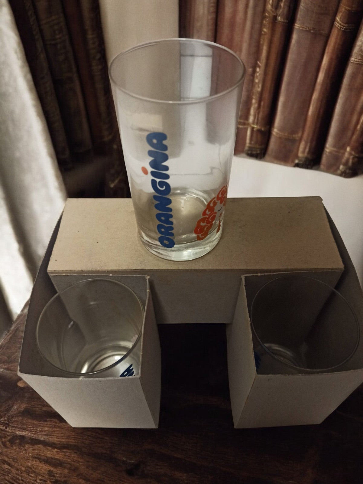 Verres Orangina vintage anciens x6, déco rétro publicitaire, lot occasion