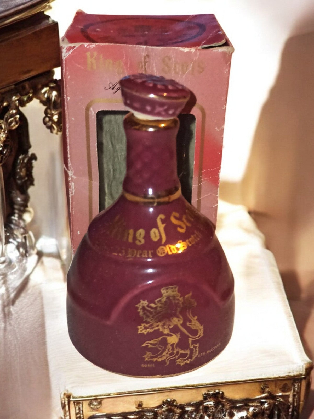 Mignonette King of Scots 25 ans vintage bouteille écusson lion rare