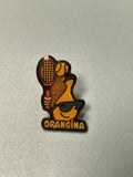 Vintage pin's Orangina tennis mascotte jaune lunettes collection rétro