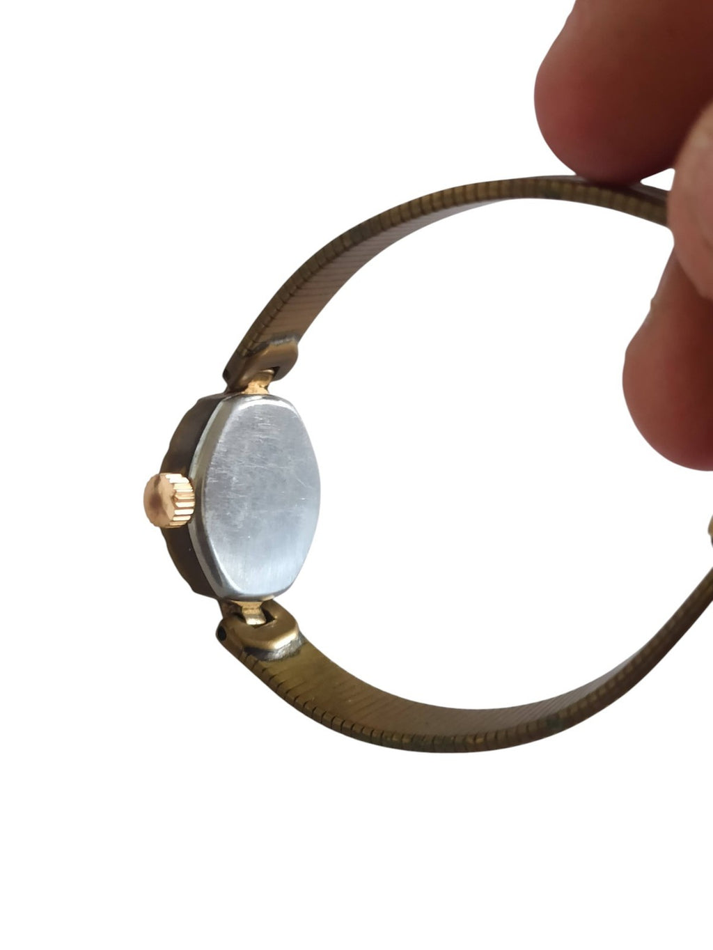 Montre femme vintage Dilecta mécanique à réviser, bracelet aspect doré ancien