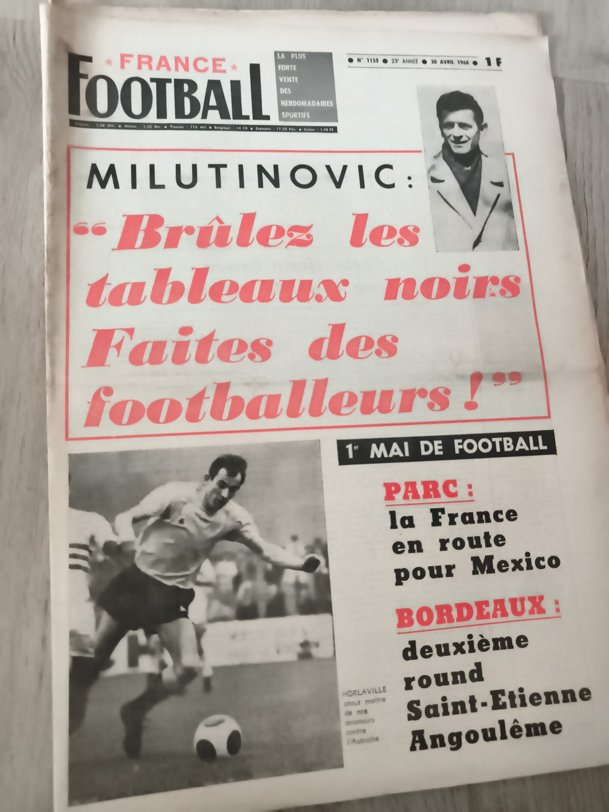 Ancien journal France Football 1966 Milutinovic vintage une Parc Bordeaux