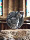 Médaille religieuse vintage Sainte Bernadette métal, Lourdes, pendentif ancien