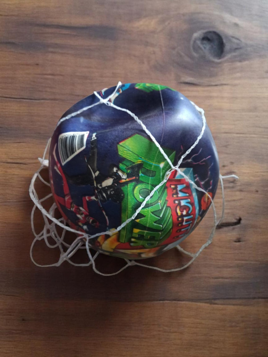 Ballon vintage Power Rangers années 90, motif Morphin, filet inclus