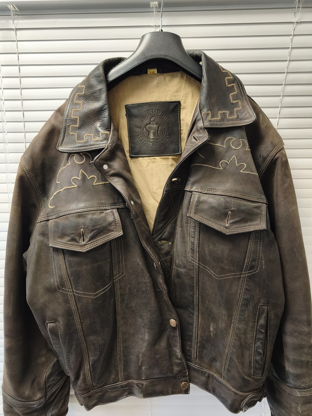 Veste blouson cuir vintage XXL ancien homme Leather Garment rétro collection