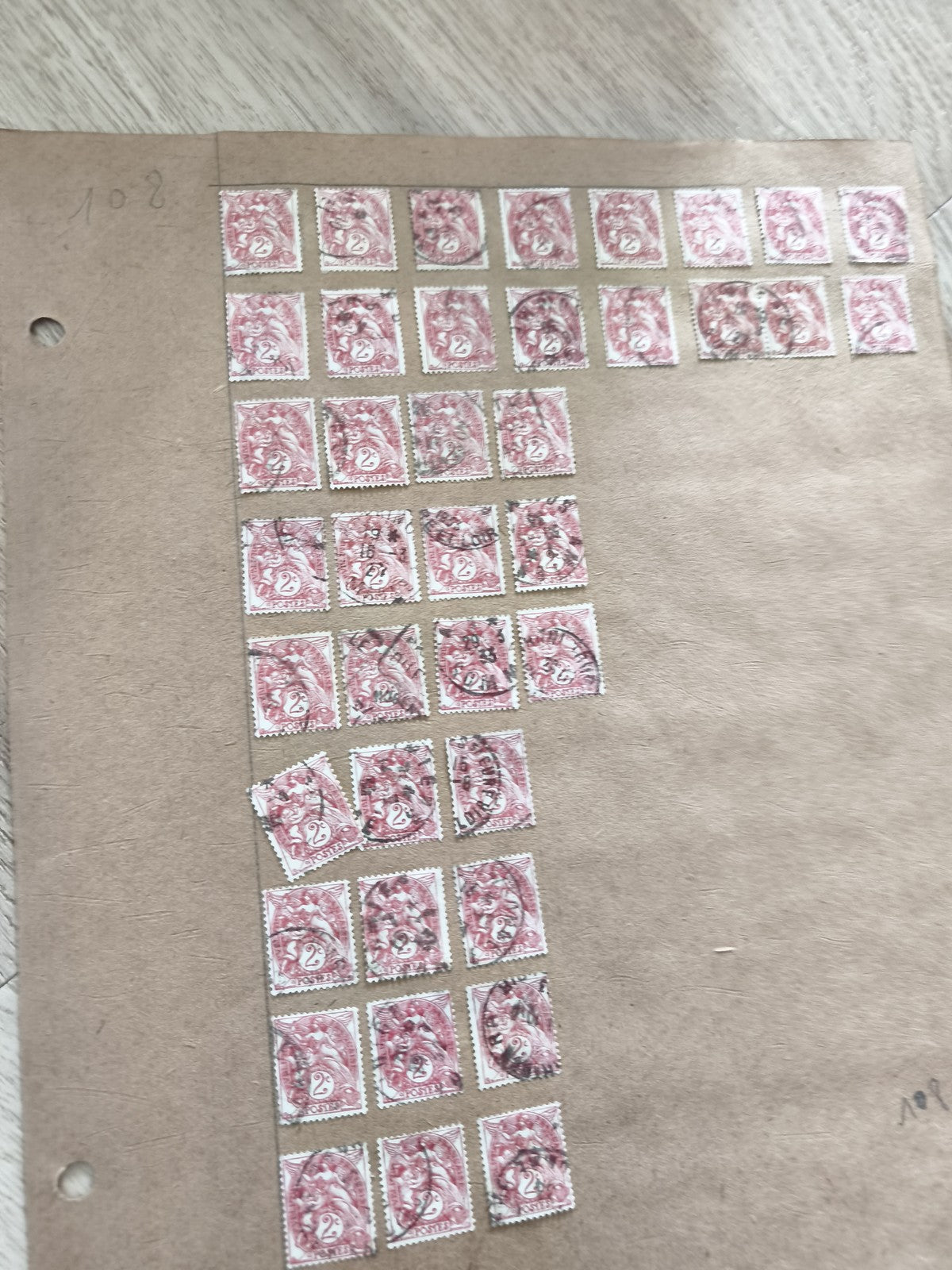 Gros lot ancien timbres Marianne 2c rouge oblitérés pour étude philatélie