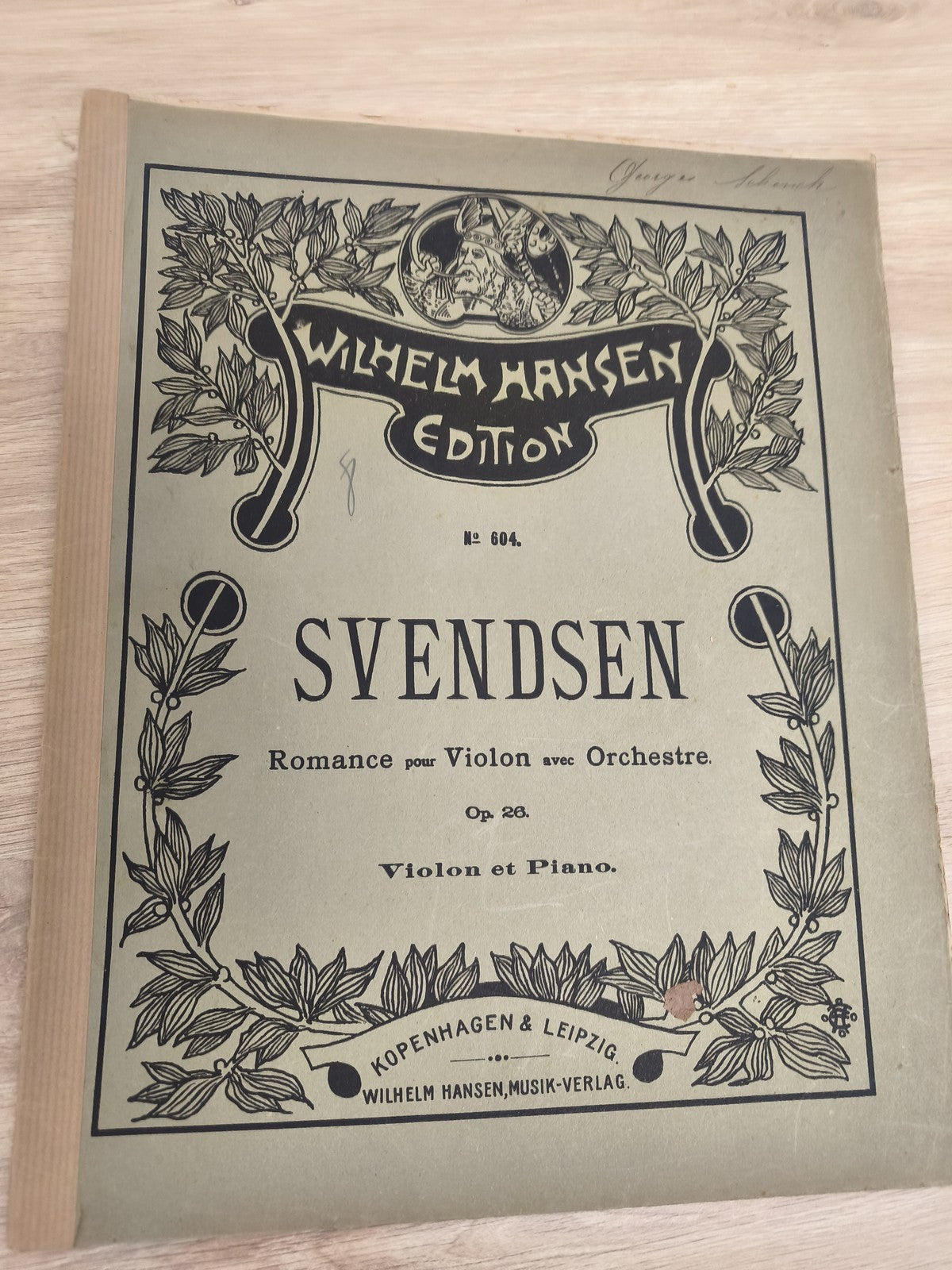Ancien livre partitions violon piano Svendsen Wilhelm Hansen édition vintage