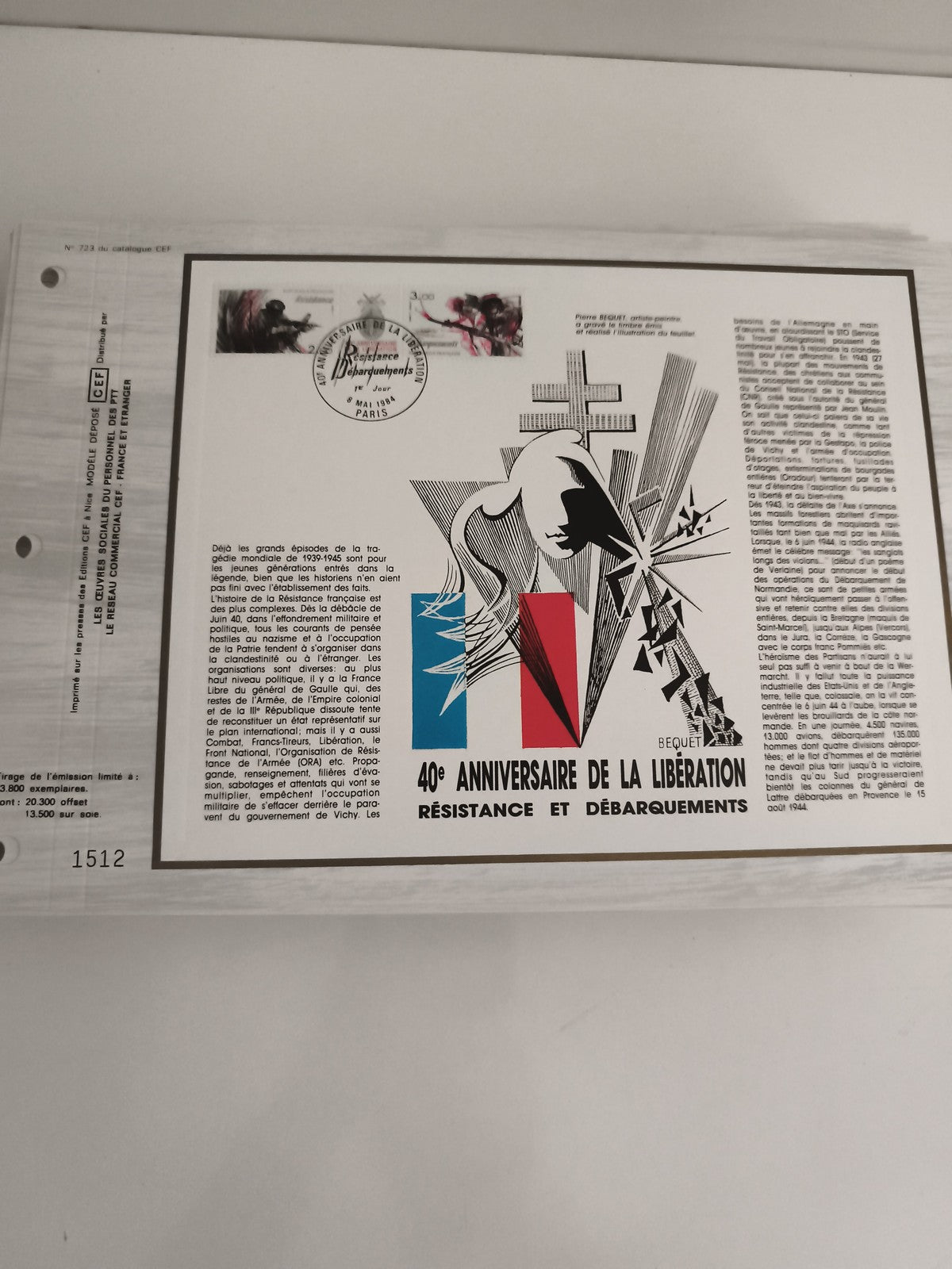 Feuillet CEF 40e anniversaire Libération Résistance Débarquements philatélie