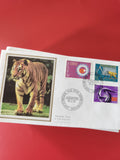 Enveloppe philatélie Premier Jour Suisse 1982, timbres Helvetia, tigre illustré
