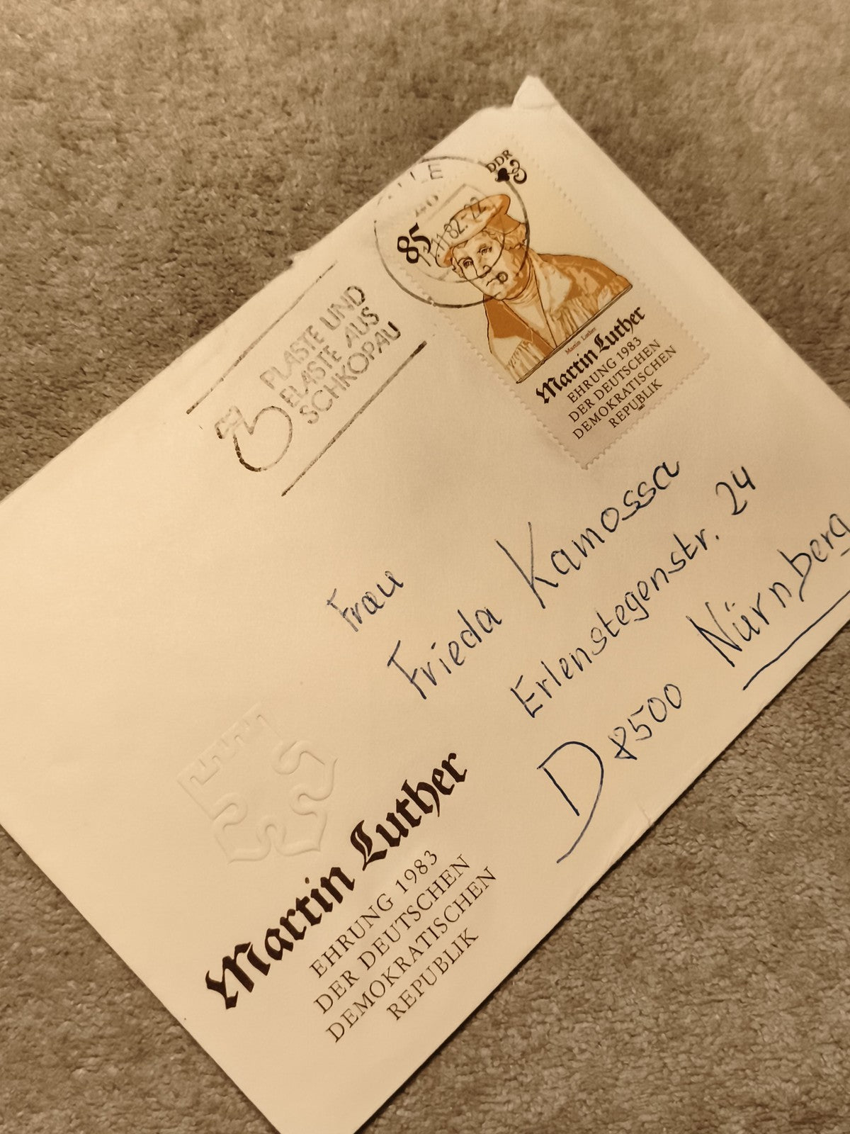 Lettre commémorative Martin Luther RDA 1983 affranchie timbre DDR philatélie (Re
