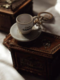 Porte-clés vintage tasse Café Sanka publicitaire, mini tasse soucoupe rétro