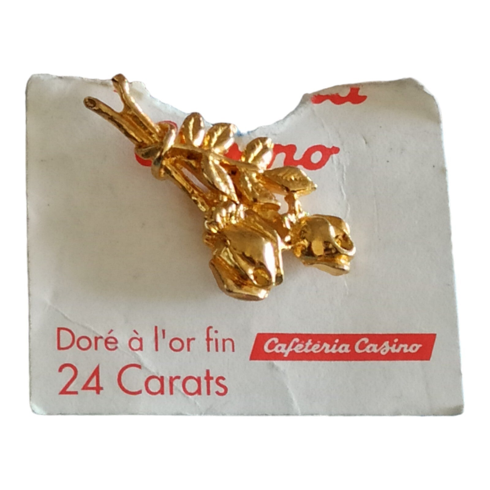 Broche dorée 24 carats Cafétéria Casino vintage – Pin's édition limitée or fin