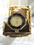 Montre vintage femme Henry Castignac cadran octogonal noir doré quartz
