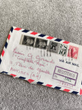 Lettre aérienne USA vers France, timbres Roosevelt, Liberty Bell, recommandé