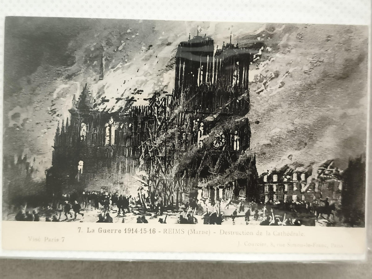 Carte postale ancienne Guerre 1914-16 Reims cathédrale détruite CPA WW1