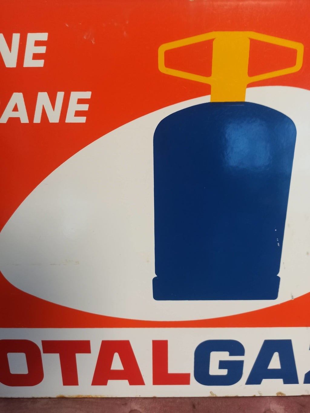 Plaque émaillée publicitaire Totalgaz ancien, butane propane, vintage rétro déco