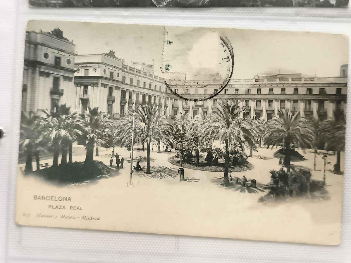 Carte postale ancienne Plaza Real Barcelone CPA photo vintage Espagne