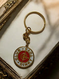 Porte-clés Dinki Toys Club Atlas rond doré émaillé rouge et blanc