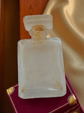 Flacon miniature parfum vintage ancien, verre givré, forme rectangulaire