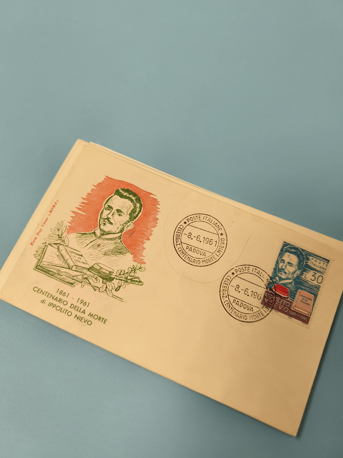 Enveloppe premier jour d?émission FDC Ippolito Nievo 1961 timbre illustré