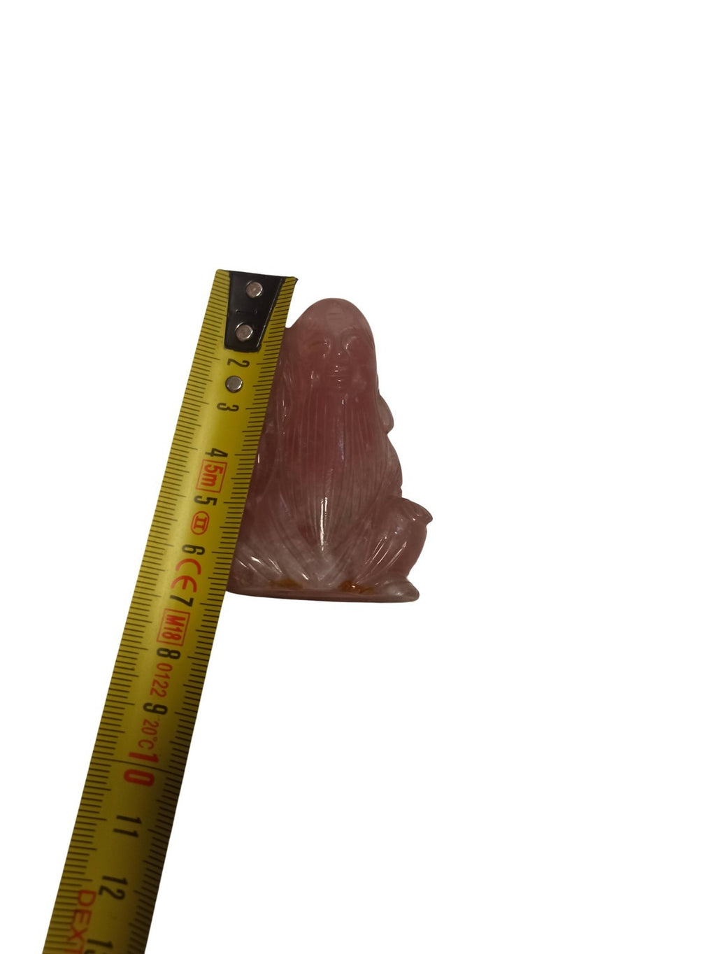 Statuette asiatique vintage en quartz rose, sculpture ancienne, déco zen