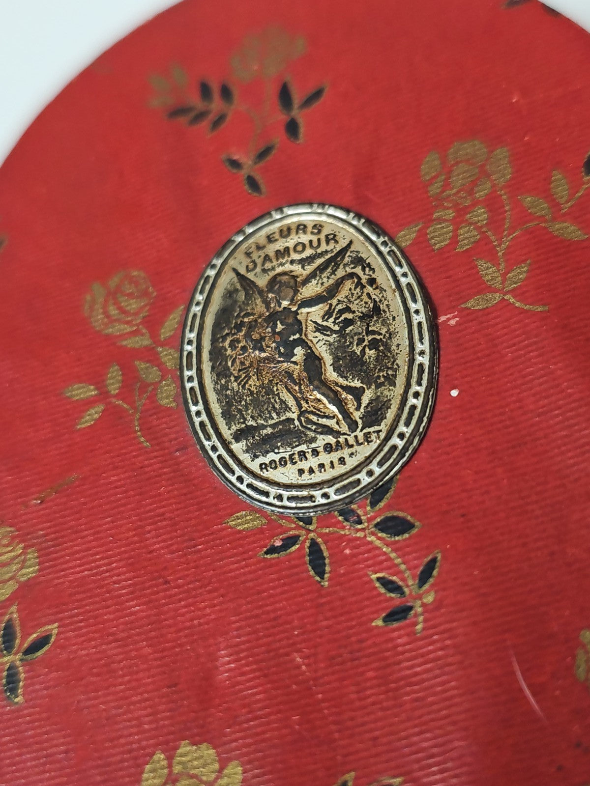 Vintage boîte à poudre ROGER & GALLET Fleurs d?Amour 1920s argent France rare