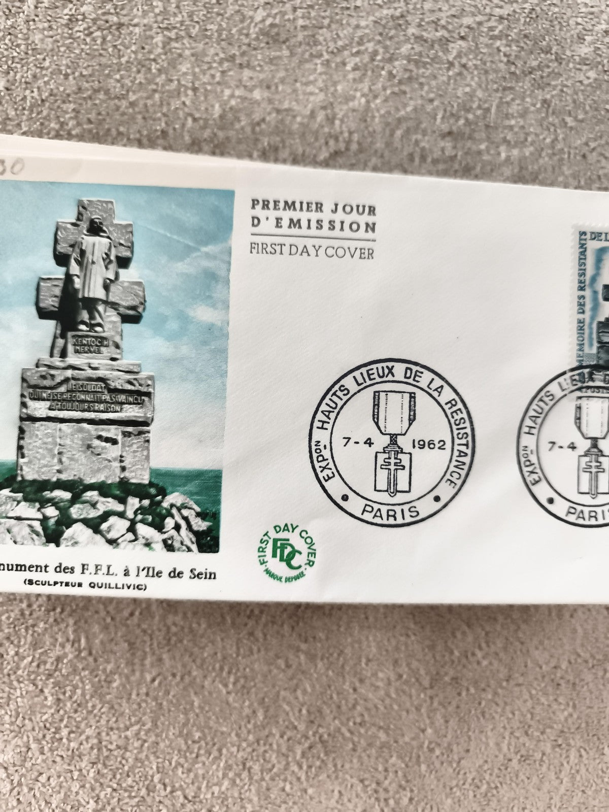 Lettre FDC Premier Jour 1962 Hauts Lieux Résistance Monument Sein ancien philaté