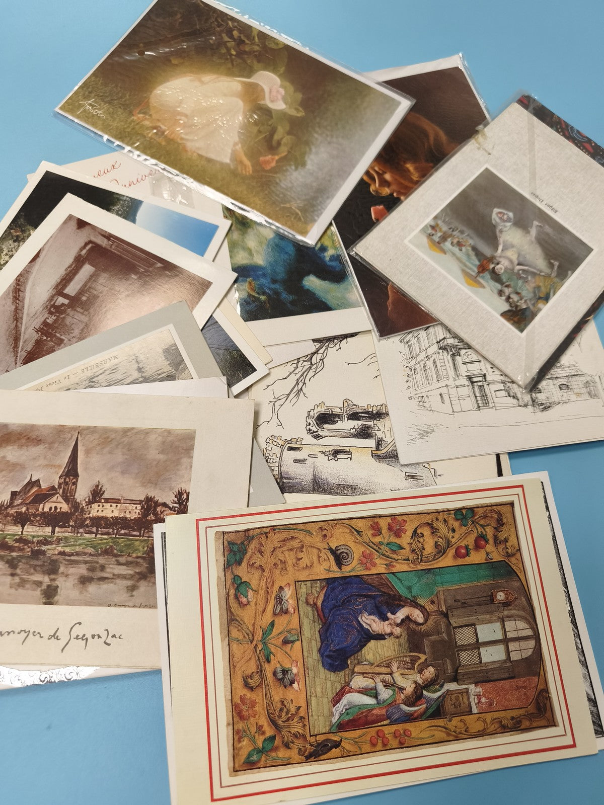 Lot cartes anciennes à trier ? paysages, art, illustrations vintage, vrac